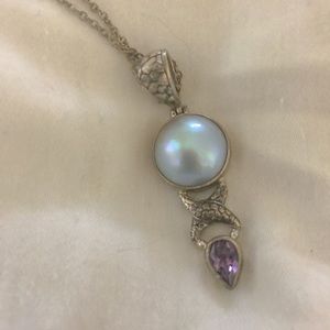Silver Ball & Claw Gemstone Necklace